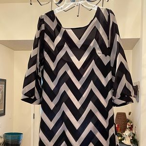 Black and white chevron mini dress size L